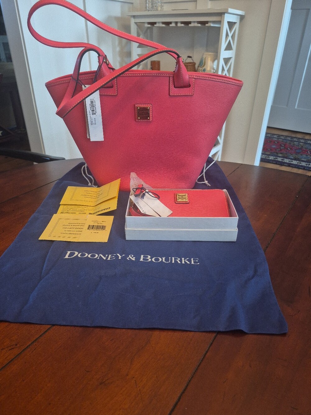Dooney & Bourke Andie Tote Top-Handle Bubble Gum Matching Wallet And Dust Bag